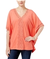 JM Collection Womens Poncho Pullover Blouse porcelainrose S