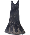 JS Collection Womens Leaves Gown Dress navy 6