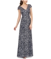 JS Collection Womens Embroidered Gown Dress navy 2