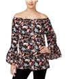 Olivia & Grace Womens Floral Knit Blouse blackmulti XL