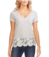 Vince Camuto Womens Lace Border Embellished T-Shirt pasgry XS