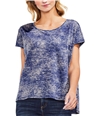 Vince Camuto Womens High-Low Tye Dye Basic T-Shirt blue S