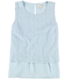 maison Jules Womens Embroidered Baby Doll Blouse babyblue M