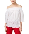 maison Jules Womens Embroidered Knit Blouse brightwhite XS