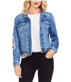 Vince Camuto Womens Tapestry Patchwork Jean Jacket