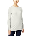 JM Collection Womens Button-Cuff Knit Sweater eggshell 2XL