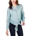 Vince Camuto Womens Iridescent Button Up Shirt brightaqua S