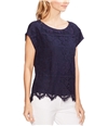 Vince Camuto Womens Lace Overlay Pullover Blouse darkblue XS