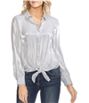 Vince Camuto Womens Tie Front Button Down Blouse navy XS