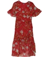 Vince Camuto Womens Wildflower Ruffled Dress red 10