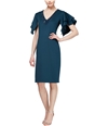 SLNY Womens Flutter Sleeve Sheath Dress blue 6