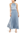 MSK Womens Pleated Gown Dress iceblue 10P