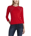 Vince Camuto Womens Studded Pullover Sweater red S