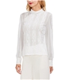 Vince Camuto Womens Mock Neck Lace Pullover Blouse ivory M