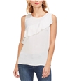 Vince Camuto Womens Ruffled Sleeveless Blouse Top ivory M