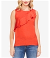 Vince Camuto Womens Ruffled Sleeveless Blouse Top red XS