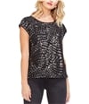 Vince Camuto Womens Metallic Sequin Pullover Blouse black XS