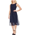 Vince Camuto Womens Chiffon Overlay Sequined A-line Dress darkblue XS