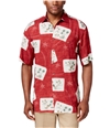 Campia Moda Mens Postcard Tropical Button Up Shirt red S