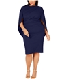 Betsy & Adam Womens Ruched Cocktail Dress navy 22W