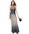 Betsy & Adam Womens Sequin Gown Dress silver 4