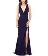 Betsy & Adam Womens Side Slit Gown Dress navy 2