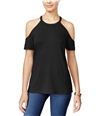 Rebellious One Womens Cold Shoulder Knit Blouse