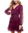 City Studio Womens Surplice Fit & Flare Dress purple XS