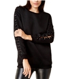 Glam Womens Laced-Sleeve Pullover Sweater black XS
