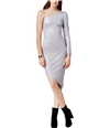 Glam Womens Asymmetrical Bodycon Dress silver S