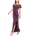 Adrianna Papell Womens Ruffle Gown Dress