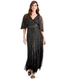 Adrianna Papell Womens Sequin Gown Dress black 2