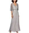 Adrianna Papell Womens Sequin Gown Dress pewter 4