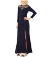Adrianna Papell Womens Illusion Gown Dress