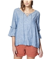 Sanctuary Clothing Womens Lace-Up Peasant Blouse ravenwash XS