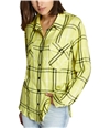Sanctuary Clothing Womens Plaid Button Up Shirt yellow XS