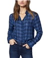 Sanctuary Clothing Womens Tie-Neck Button Up Shirt bluelife XS