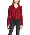 Sanctuary Clothing Womens Leopard Button Up Shirt red XS