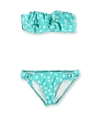Bikini Lab Womens Polka Dotted Ruffle 2 Piece Bikini turquoise XL