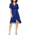 Calvin Klein Womens Chiffon High-Low Dress blue 4