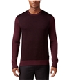 Michael Kors Mens Colorblocked Herringbone Pullover Sweater burgundy M