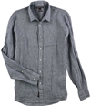 Michael Kors Mens Cross-Dyed Button Up Shirt navy L