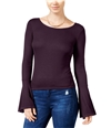 Chelsea Sky Womens Ribbed Pullover Blouse eggplant M