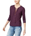 Chelsea Sky Womens Lace-Up Pullover Blouse eggplant L
