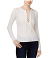 Chelsea Sky Womens Lace-Up Pullover Blouse offwhite L
