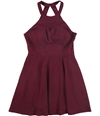 Speechless Womens Solid Fit & Flare Dress magenta XL
