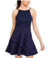 Speechless Womens Lace Top Fit & Flare Dress navy 0