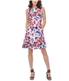 DKNY Womens Floral Fit & Flare Dress pink 2