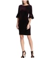 DKNY Womens Velvet Bell-Sleeve A-line Dress purple 2