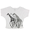 dELiA*s Womens Burnout Giraffe Graphic T-Shirt white S